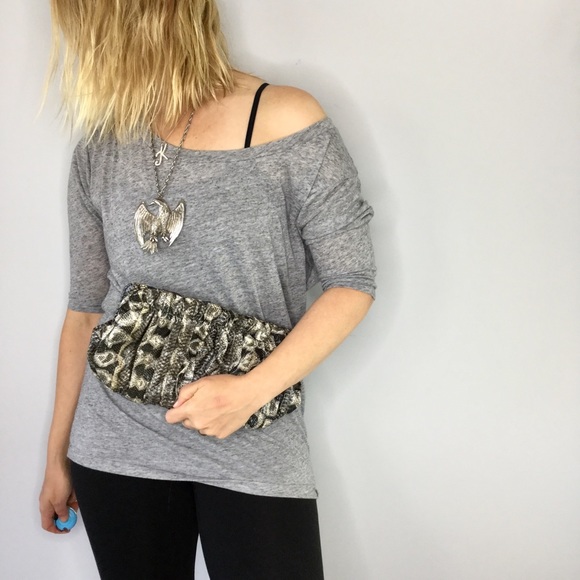 Express snake python gathered print clutch